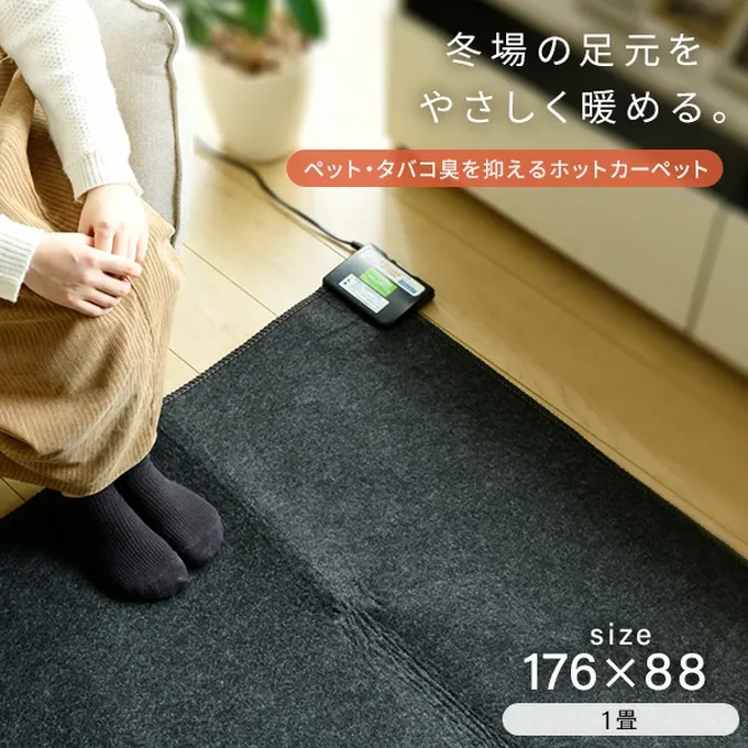LIFEJOY ホットカーペット 176 x 88 cm 防水加工 1畳