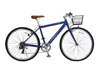 青いクロスバイク 前カゴ付き 本州・四国・九州店舗受取限定】クロスバイク 自転車 カゴ付き クロス