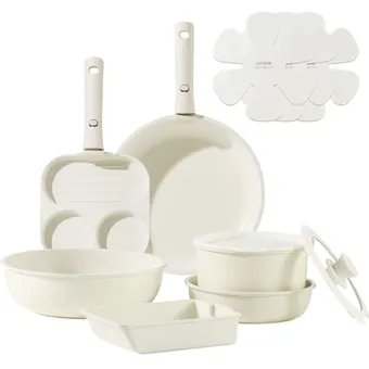 SENSARTE フライパン セット 9点 IH・ガス火対応 ホワイトマーブル SENSARTE フライパン セット 9点 IH・ガス火対応 ホワイトマーブル